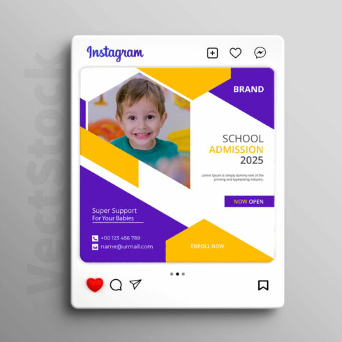School admission social media Instagram post cover image.