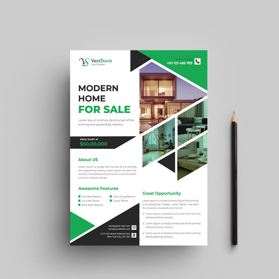 Real estate business flyer design template cover image.