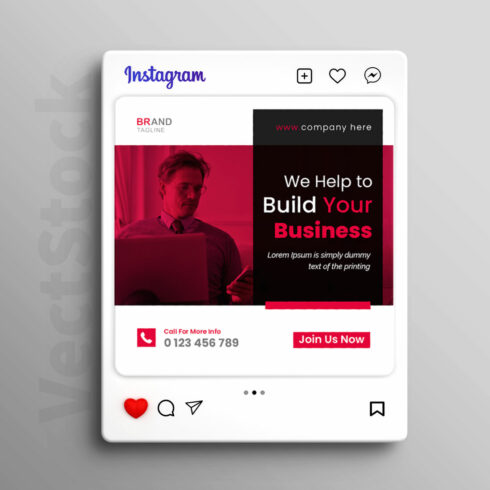Digital marketing agency and business social media post template cover image.