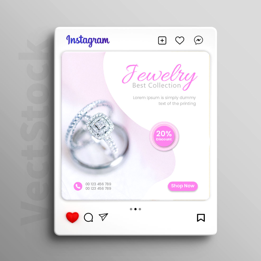 Jewelry collection service social media post banner template preview image.