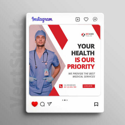 Medical social media Instagram post and banner template design cover image.