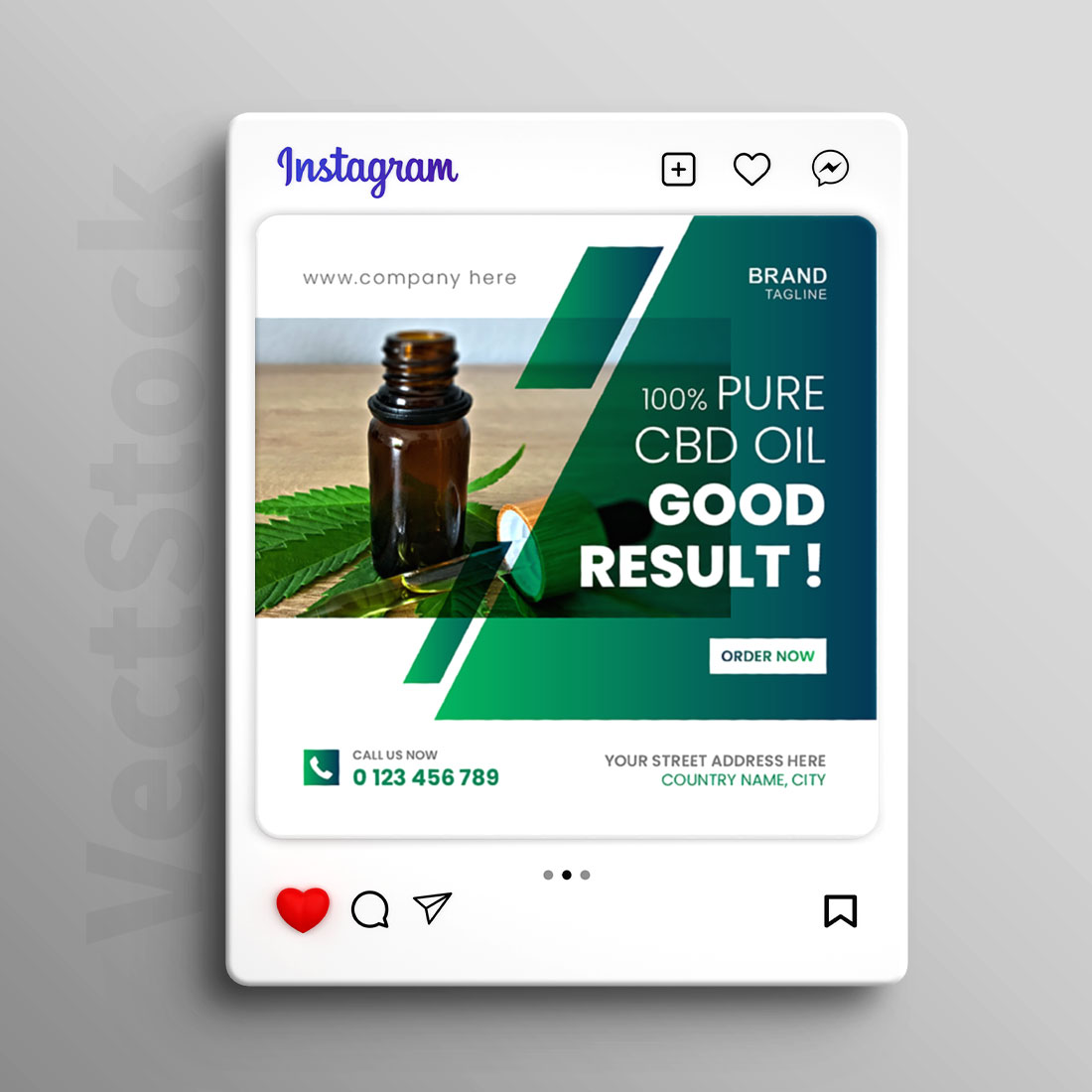 Hemp oil or cbd products social media post and instagram template cover image.
