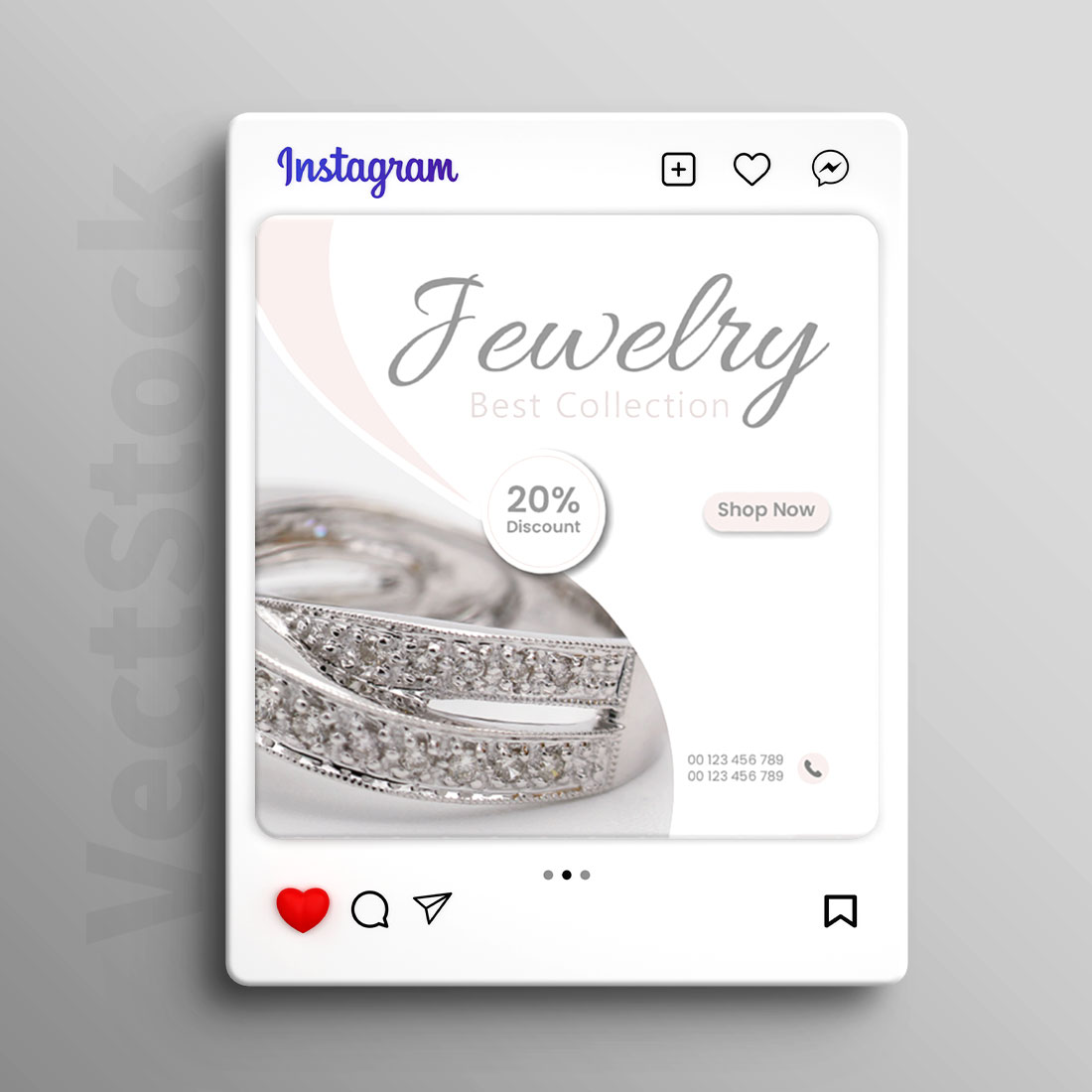 Jewelry social media and instagram post template preview image.