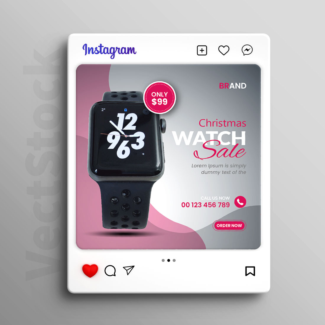 Smart watch brand product social media post banner preview image.