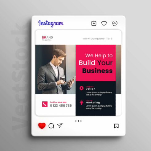 Business marketing agency and corporate social media post template cover image.