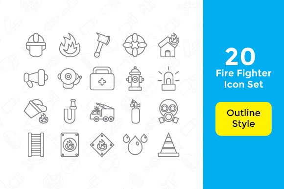 20 FireFighter Icon With 3 Styles preview image.