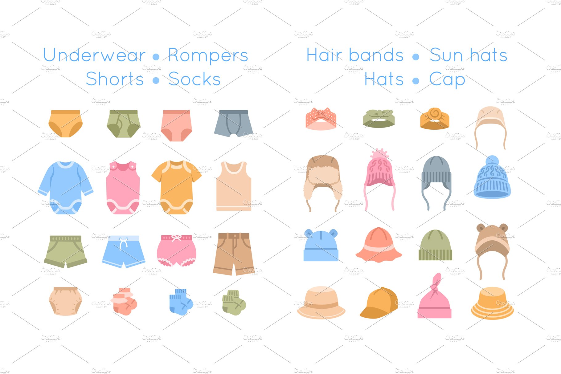 Baby Children Clothes Color Icons preview image.
