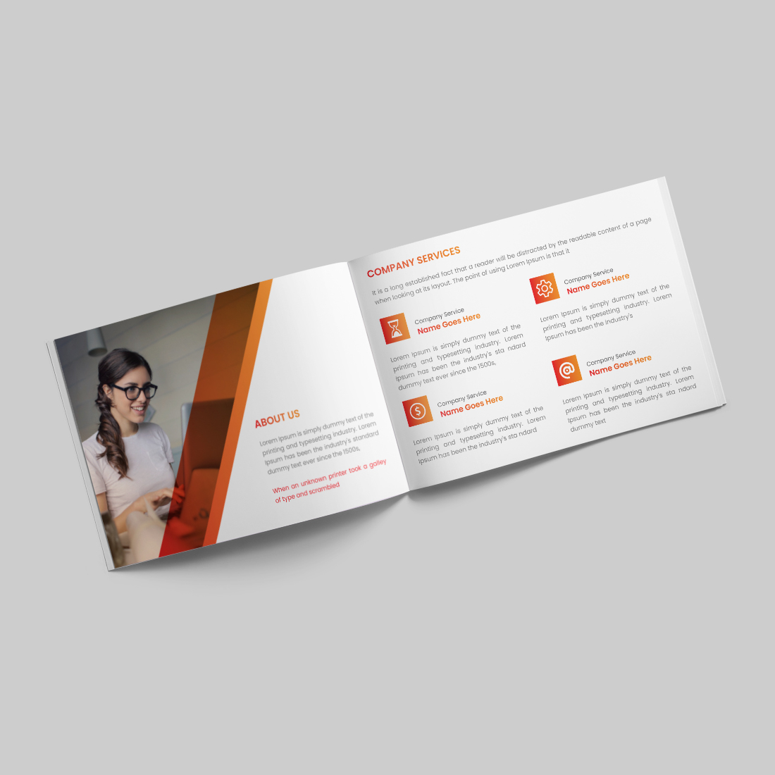 Professional company profile landscape brochure template multipage minimal brochure design preview image.