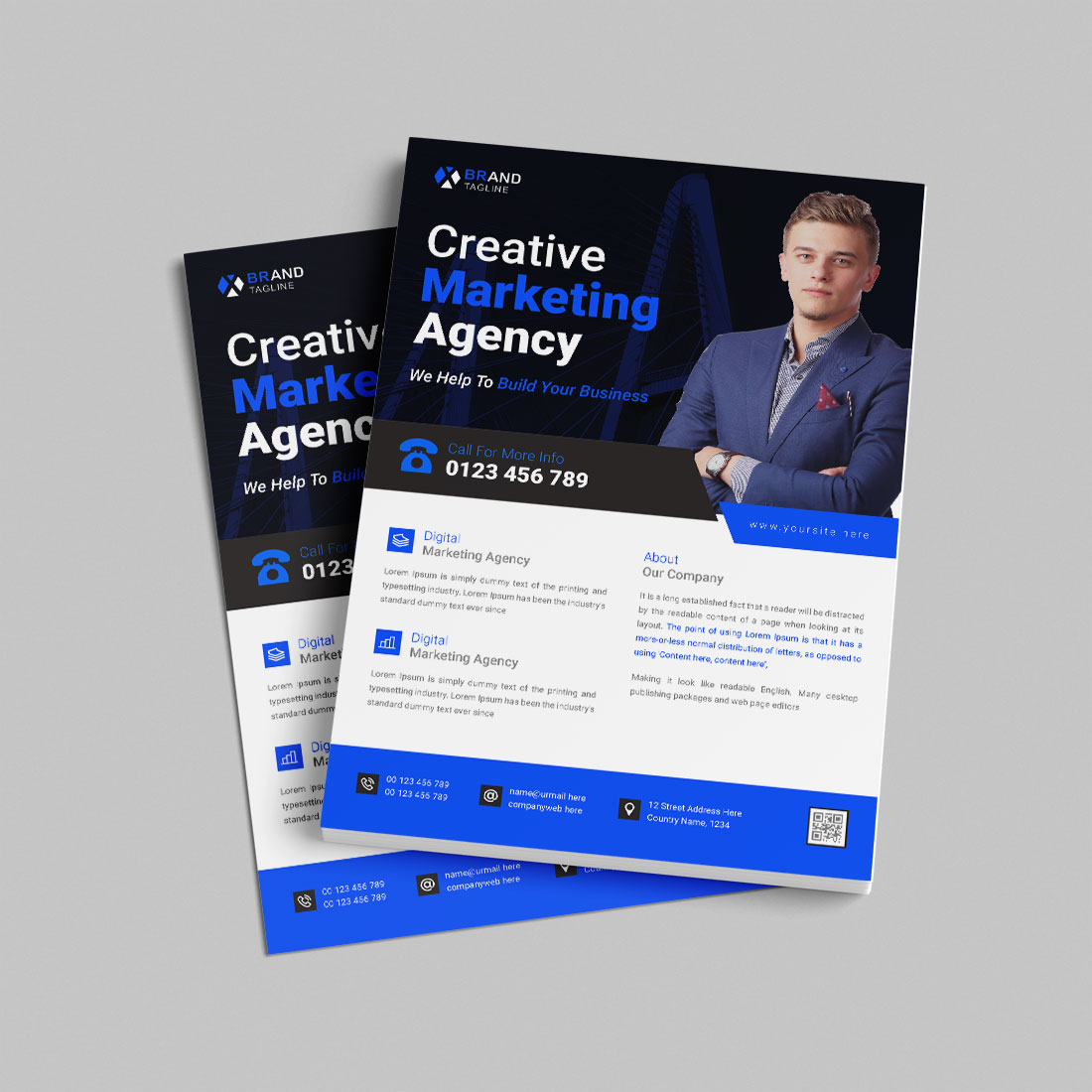 Marketing agency flyer template preview image.