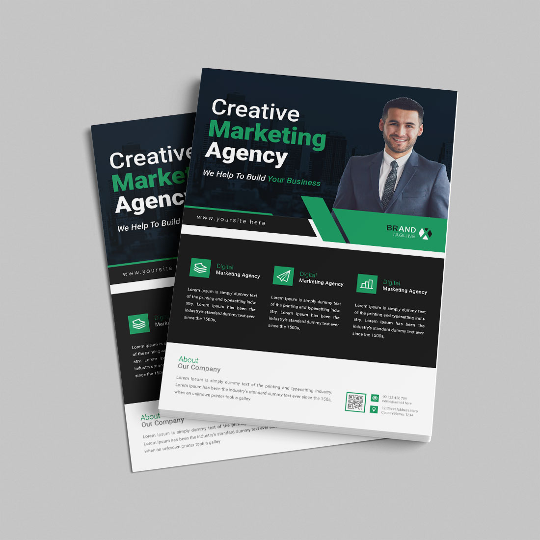 Business marketing agency flyer design template preview image.