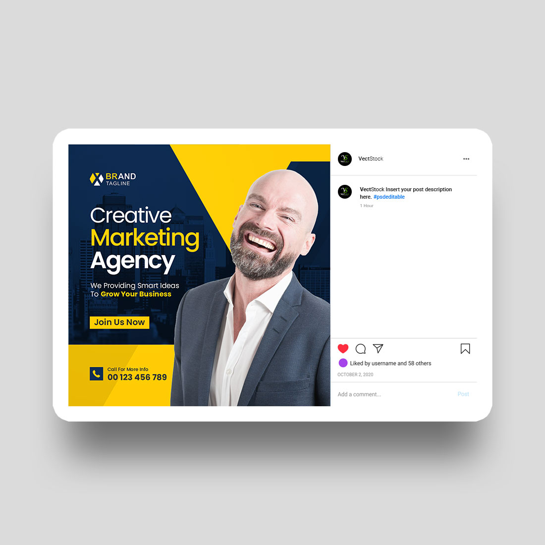Digital marketing agency and corporate social media post or square web banner template preview image.
