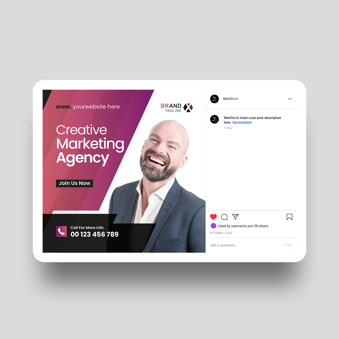 Digital marketing agency and corporate social media banner or instagram post template preview image.