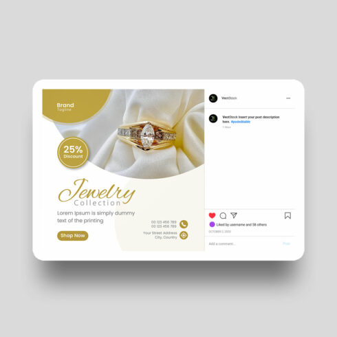 Luxury jewelry sale social media template design cover image.