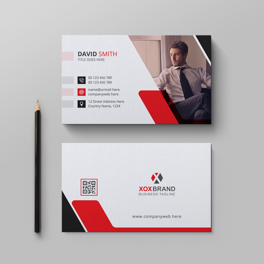 Business card design preview image.