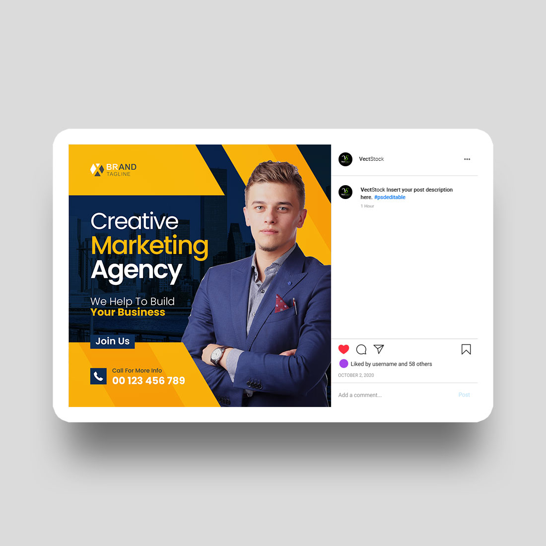 Digital marketing agency and corporate social media post template preview image.