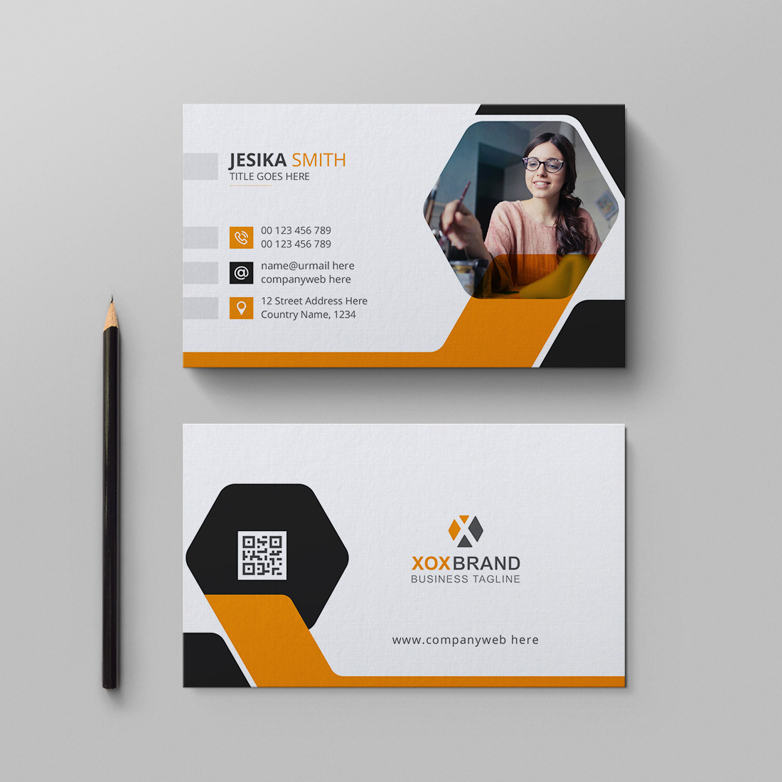 Modern business card design template preview image.