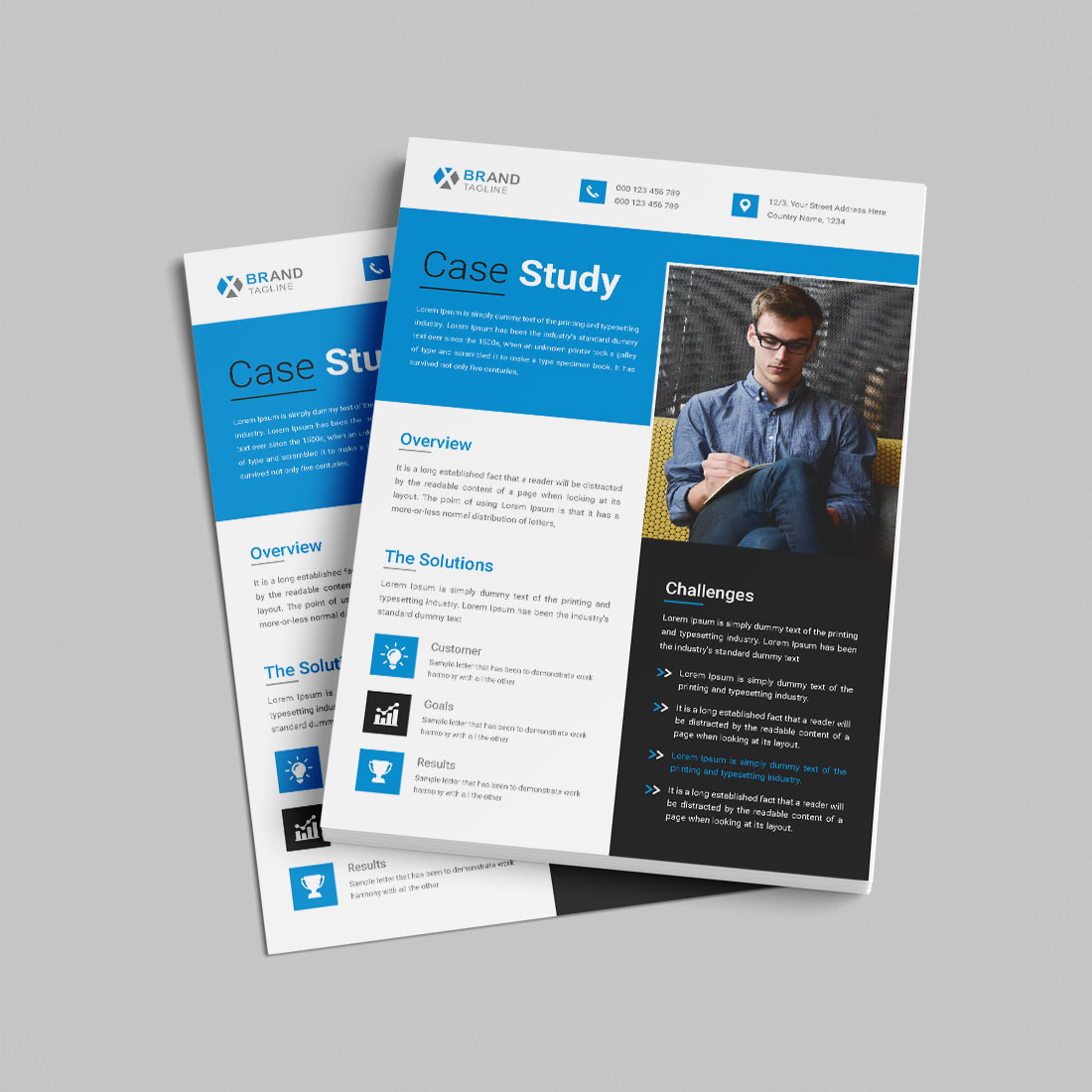Business case study template preview image.