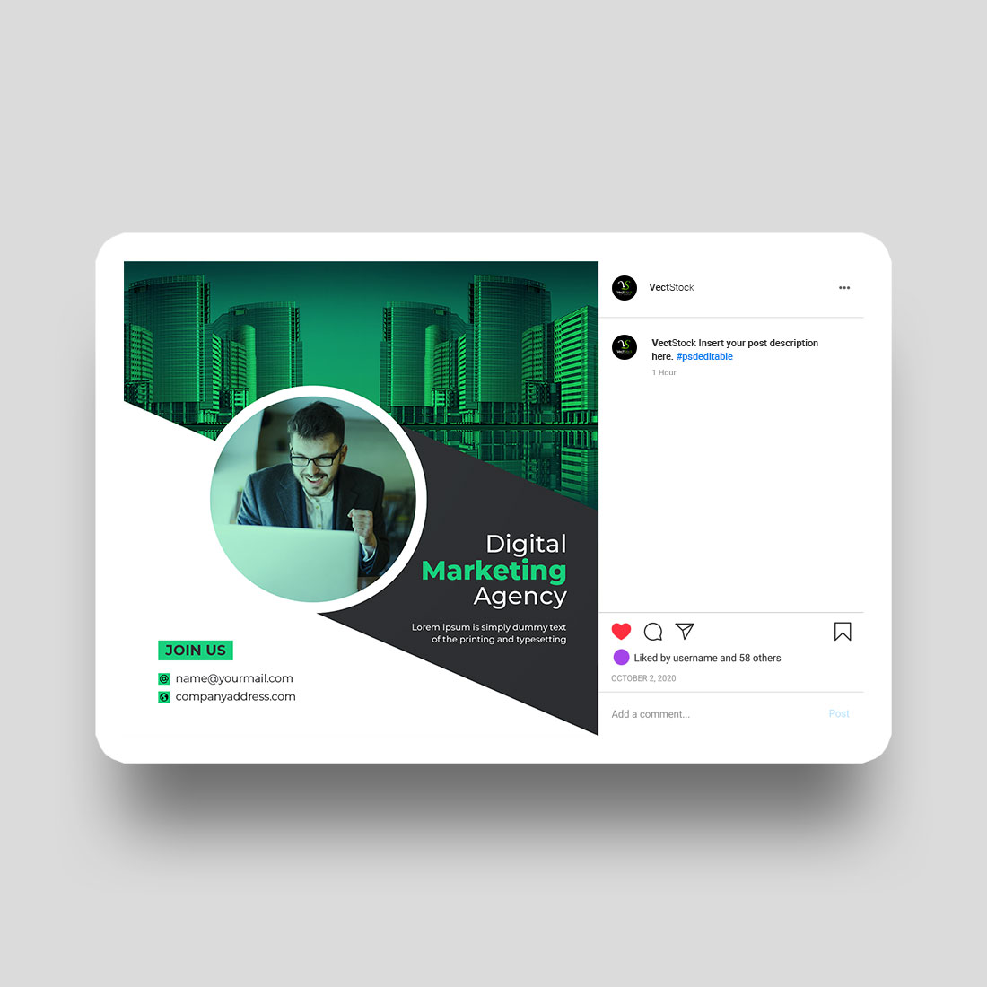 Marketing social media Instagram post and banner template design preview image.
