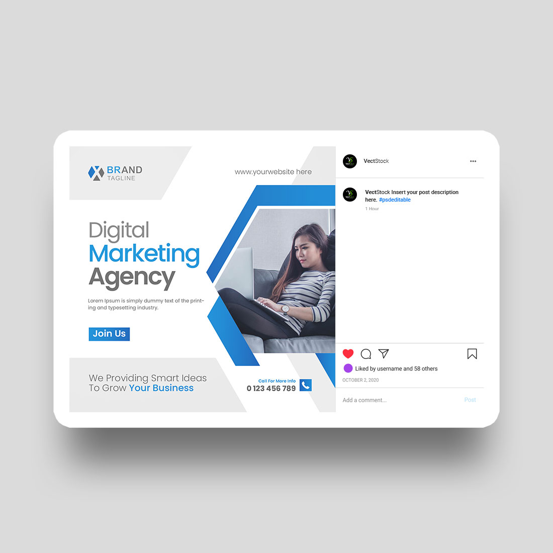 Business social media Instagram post and banner template preview image.