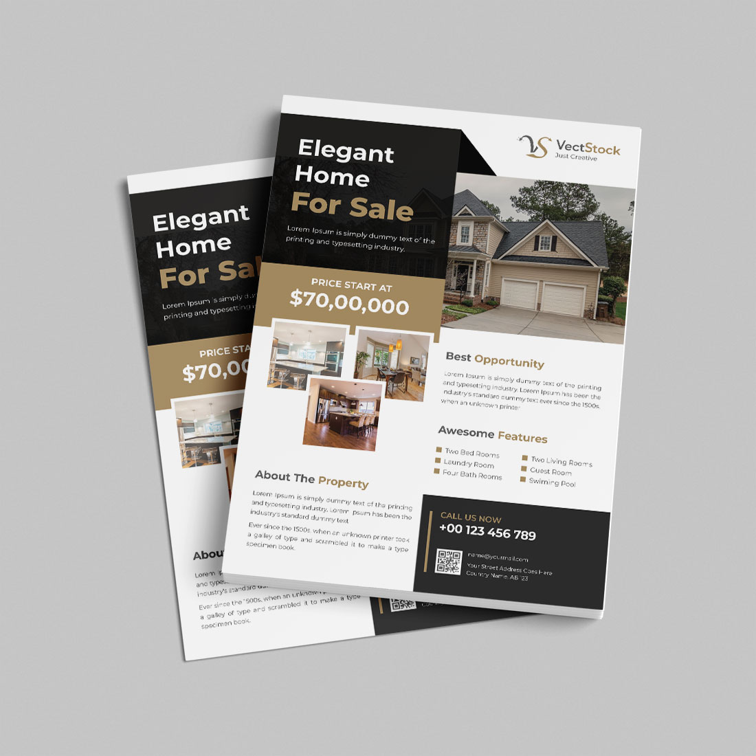 Minimal real estate flyer design template preview image.