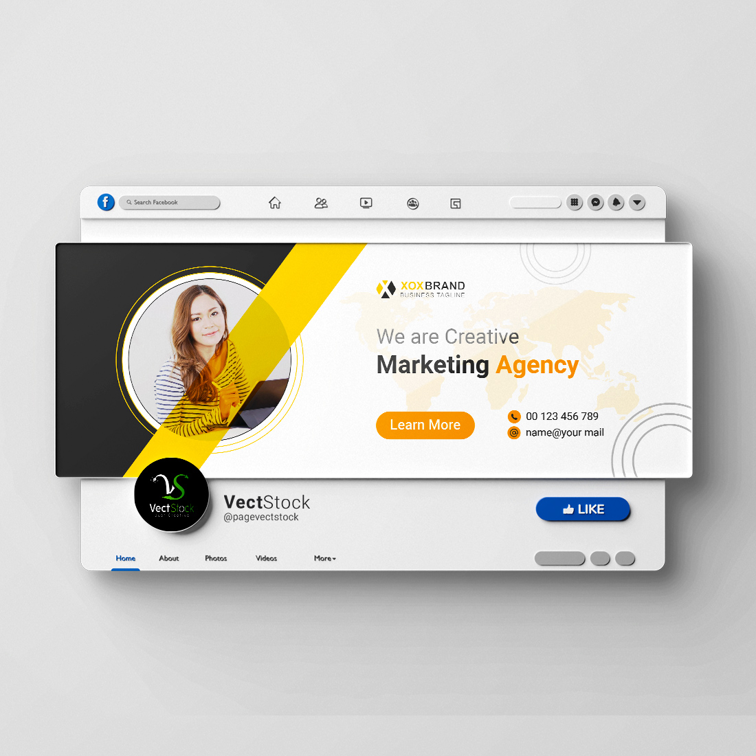 Digital marketing agency facebook cover and web banner template preview image.
