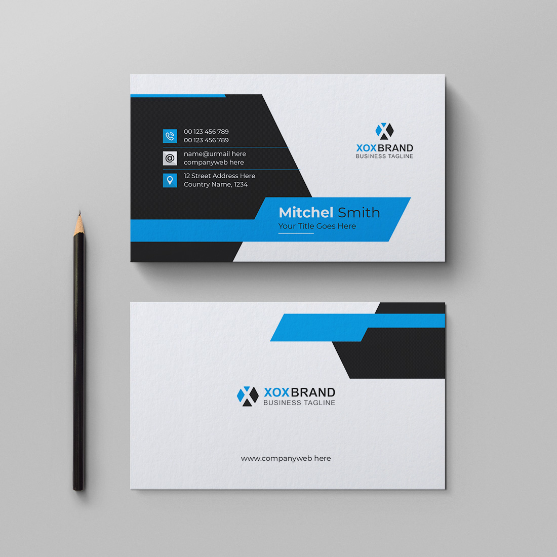 Clean and minimal business card design template preview image.