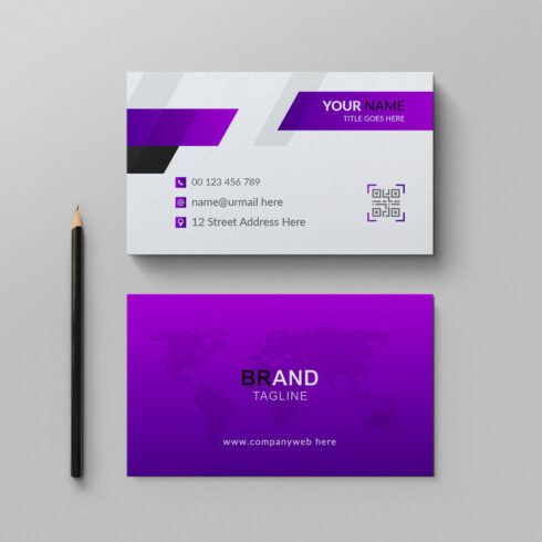 Modern and clean business card design template cover image.