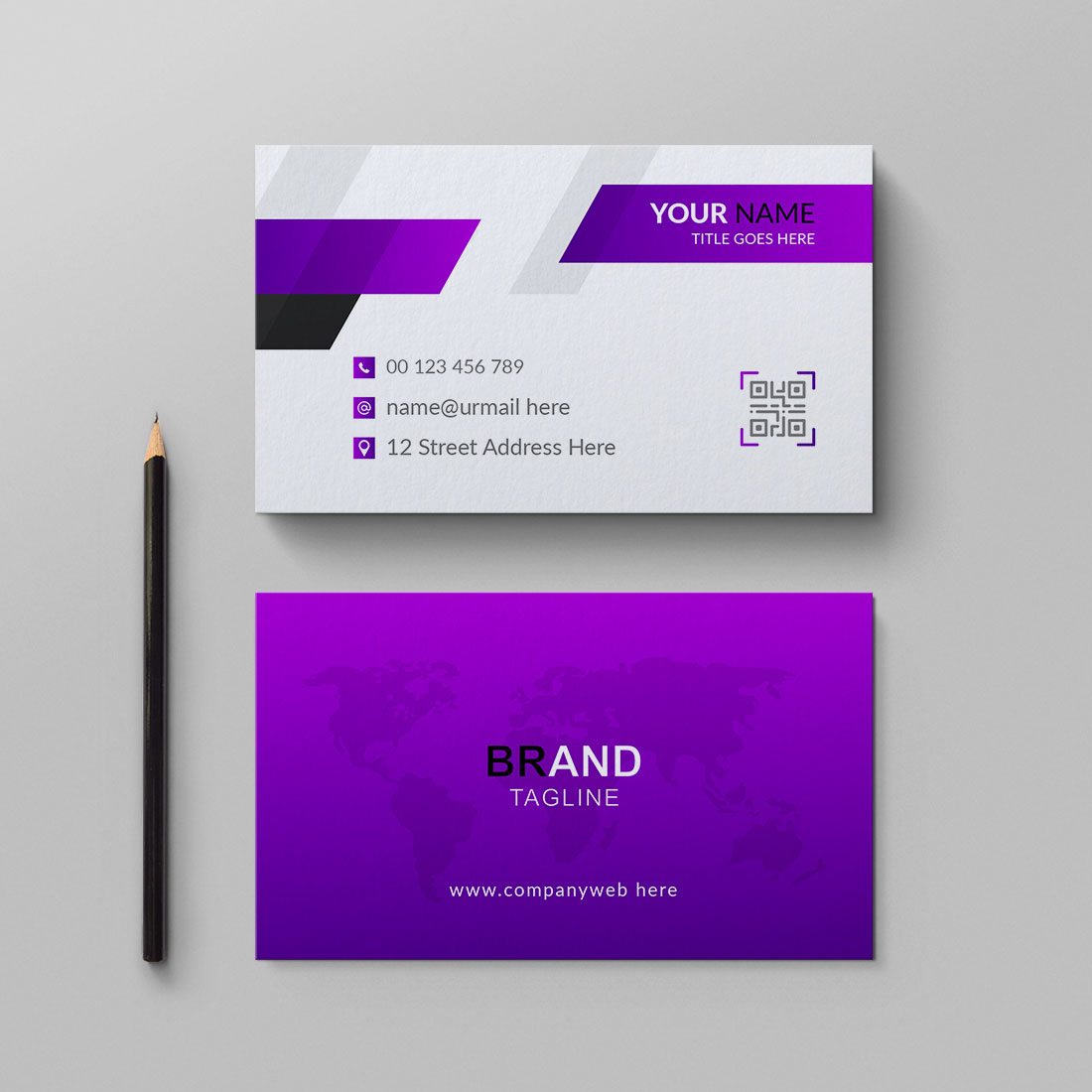 Modern and clean business card design template cover image.