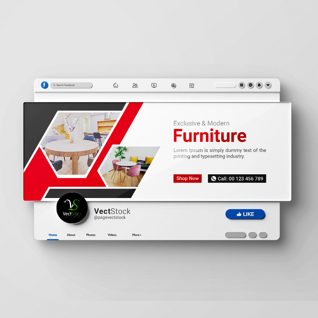 Furniture sale facebook cover template preview image.