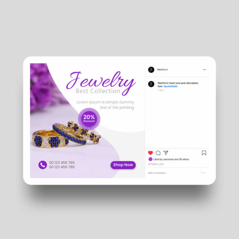 Jewelry products social media Instagram post banner template cover image.