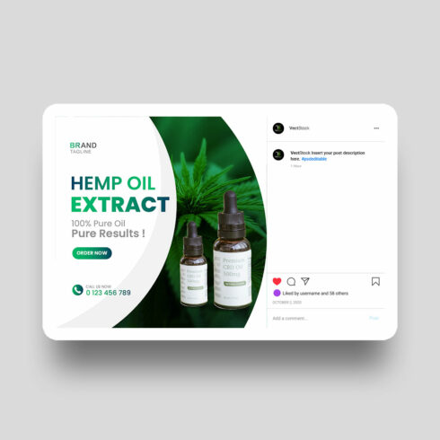 Hemp products banner template cover image.