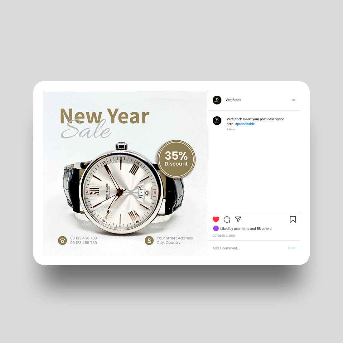 New year offer product social media instagram post template preview image.