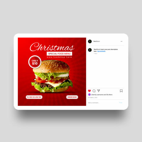 Christmas food sale social media instagram post template cover image.
