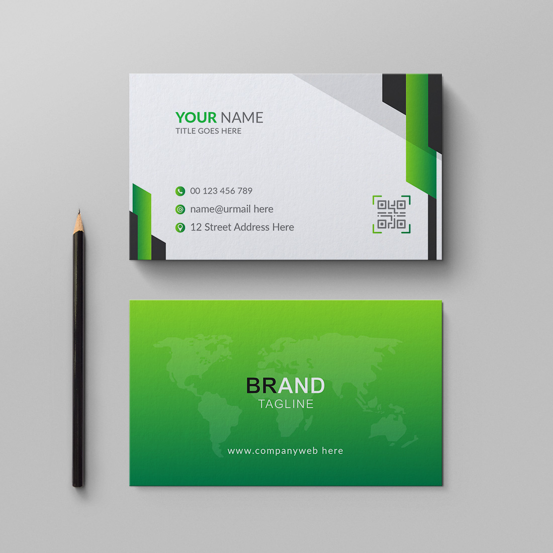 Modern and clean business card design template preview image.