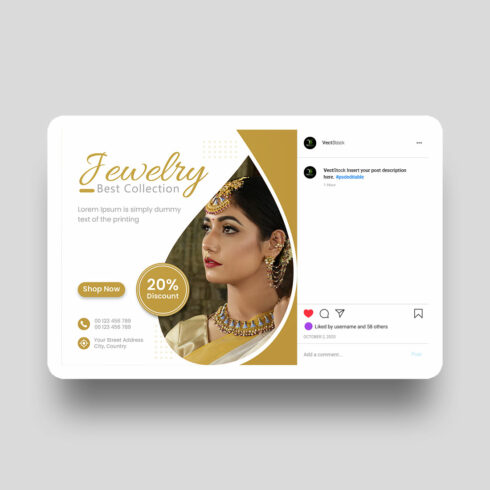 New jewelry collection service social media post banner template cover image.