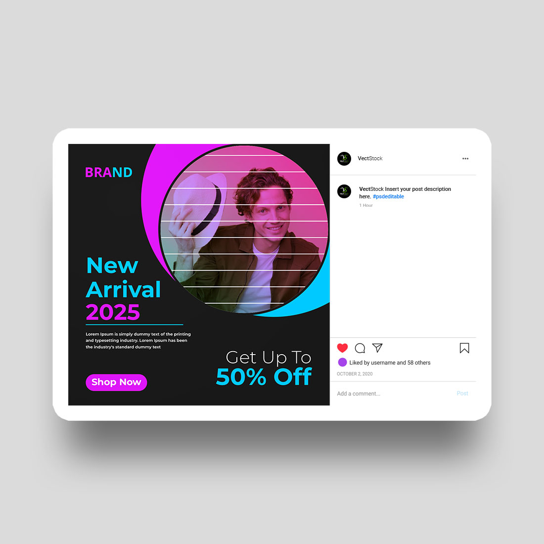 New arrival sale social media Instagram post and banner template design preview image.