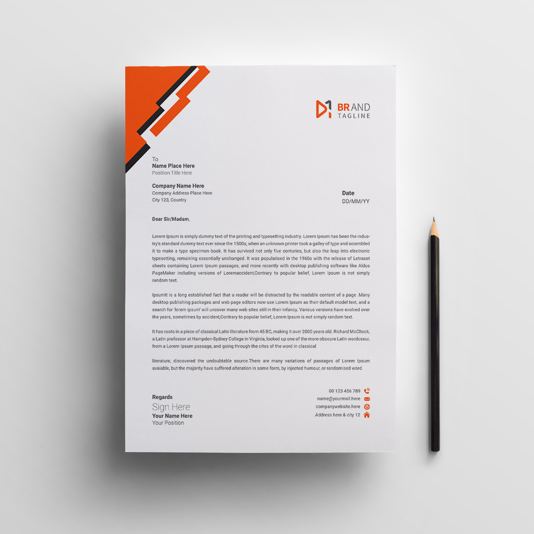 Corporate business company letterhead design template preview image.