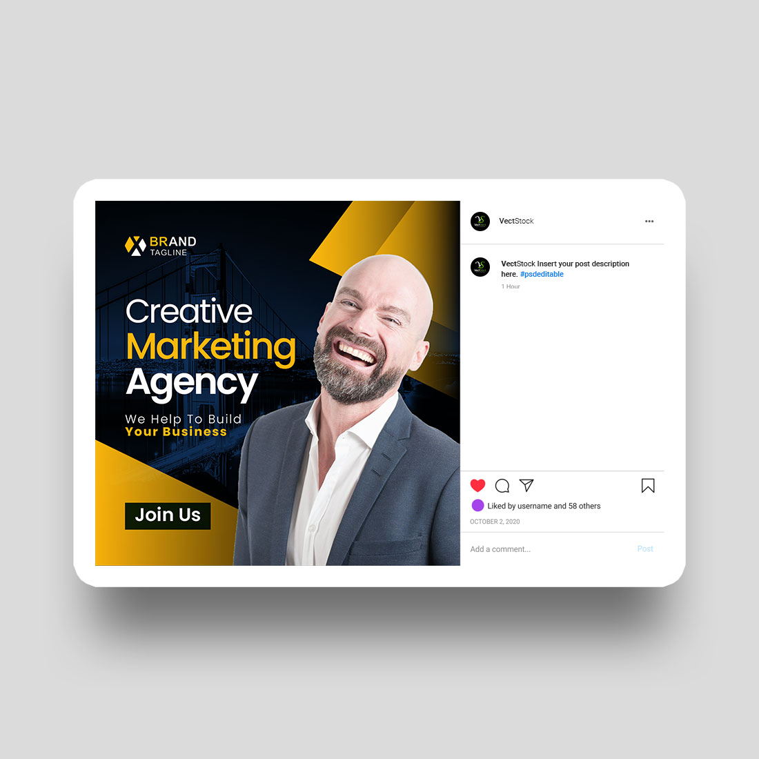 Digital marketing agency and corporate social media post banner design template preview image.