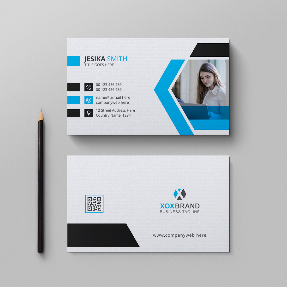 Clean and modern business card design preview image.