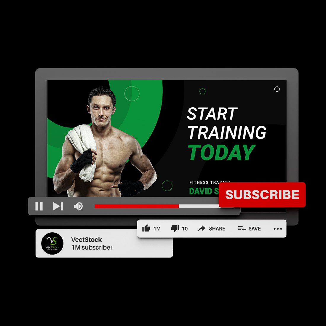 Fitness training Youtube thumbnail design preview image.