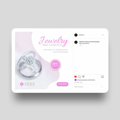 Jewelry collection service social media post banner template cover image.