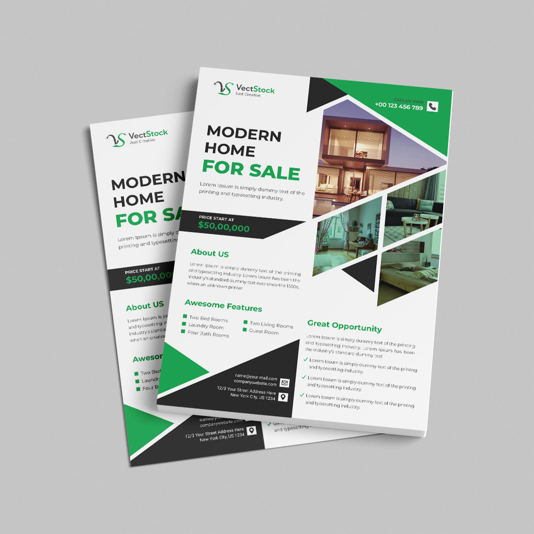 Real estate business flyer design template preview image.