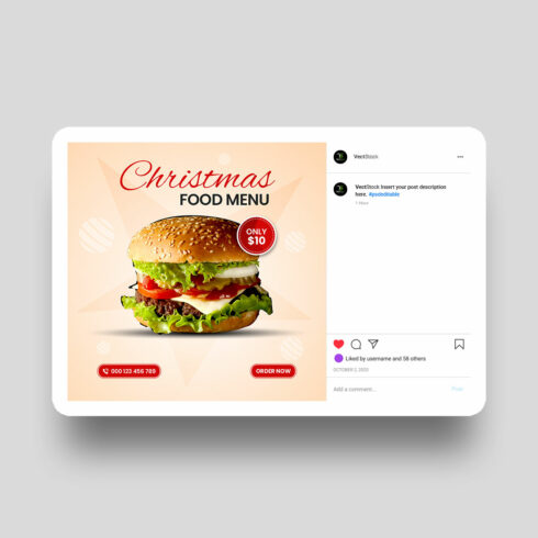 Food sale social media post template cover image.