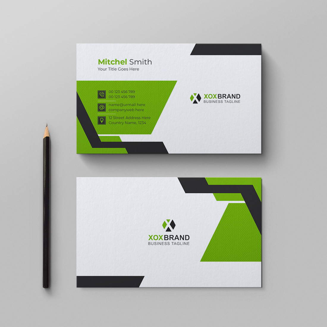 Minimal business card design template preview image.