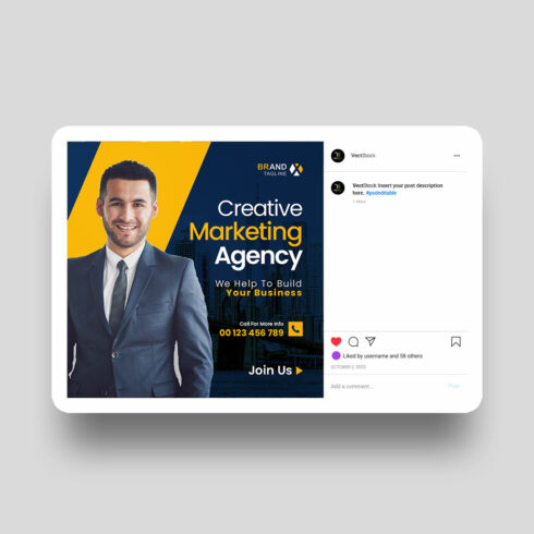 Corporate agency social media instagram post template cover image.