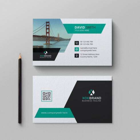 Creative and modern business card design template cover image.