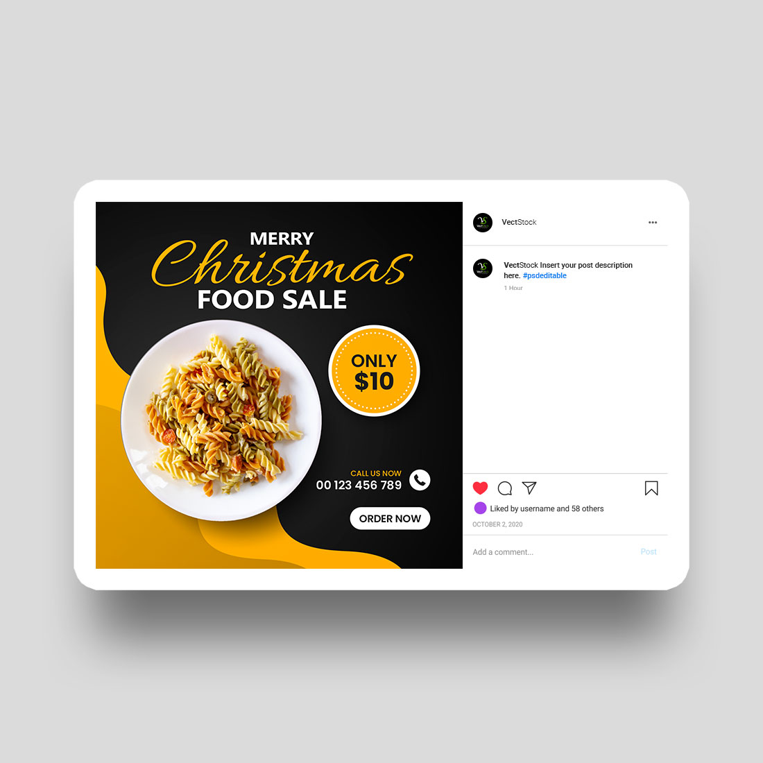 Christmas food sale social media Instagram post template cover image.