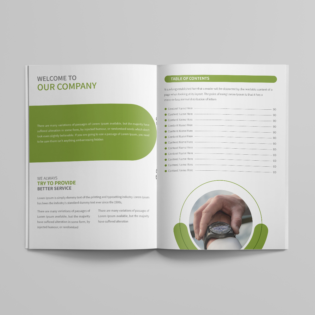 Pages Company Profile Brochure Design Template preview image.