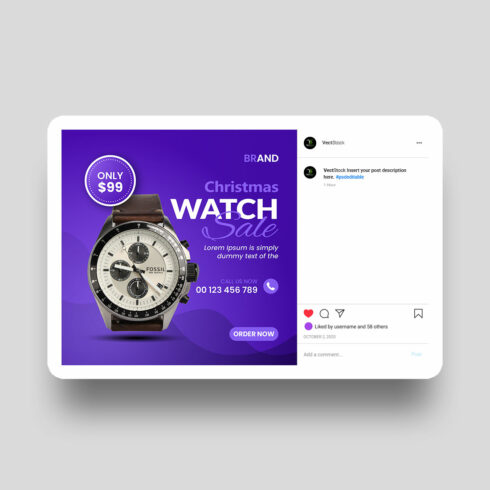 Smart watch brand product sale social media post banner design cover image.