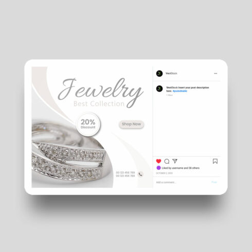 Jewelry social media and instagram post template cover image.